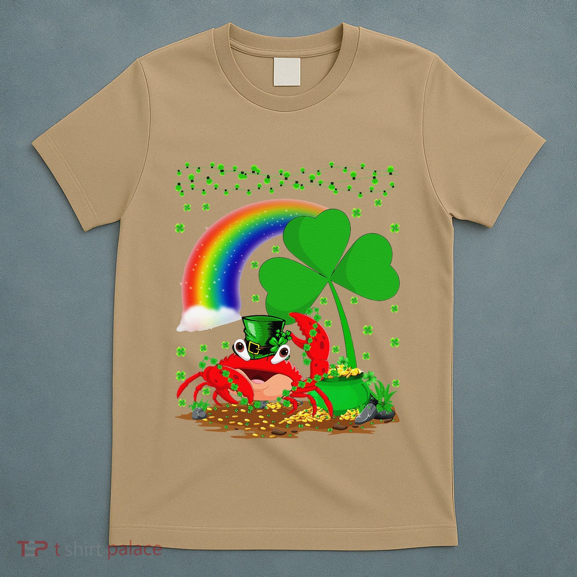 Crab Fish Lover Shamrock Leaf Rainbow Crab St Patrick's Day T-Shirt
