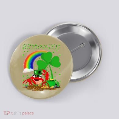Crab Fish Lover Shamrock Leaf Rainbow Crab St Patrick's Day Button