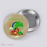 Crab Fish Lover Shamrock Leaf Rainbow Crab St Patrick's Day Button thumb 0