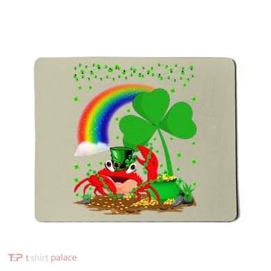 Crab Fish Lover Shamrock Leaf Rainbow Crab St Patrick's Day Mousepad