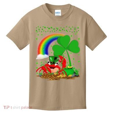 Crab Fish Lover Shamrock Leaf Rainbow Crab St Patrick's Day Kids T-Shirt