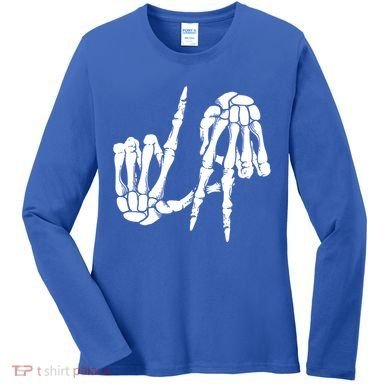 Cute Freaky Los Angeles Hand Sign Skeleton La Gift Cute Gift Women's Long Sleeve Shirt