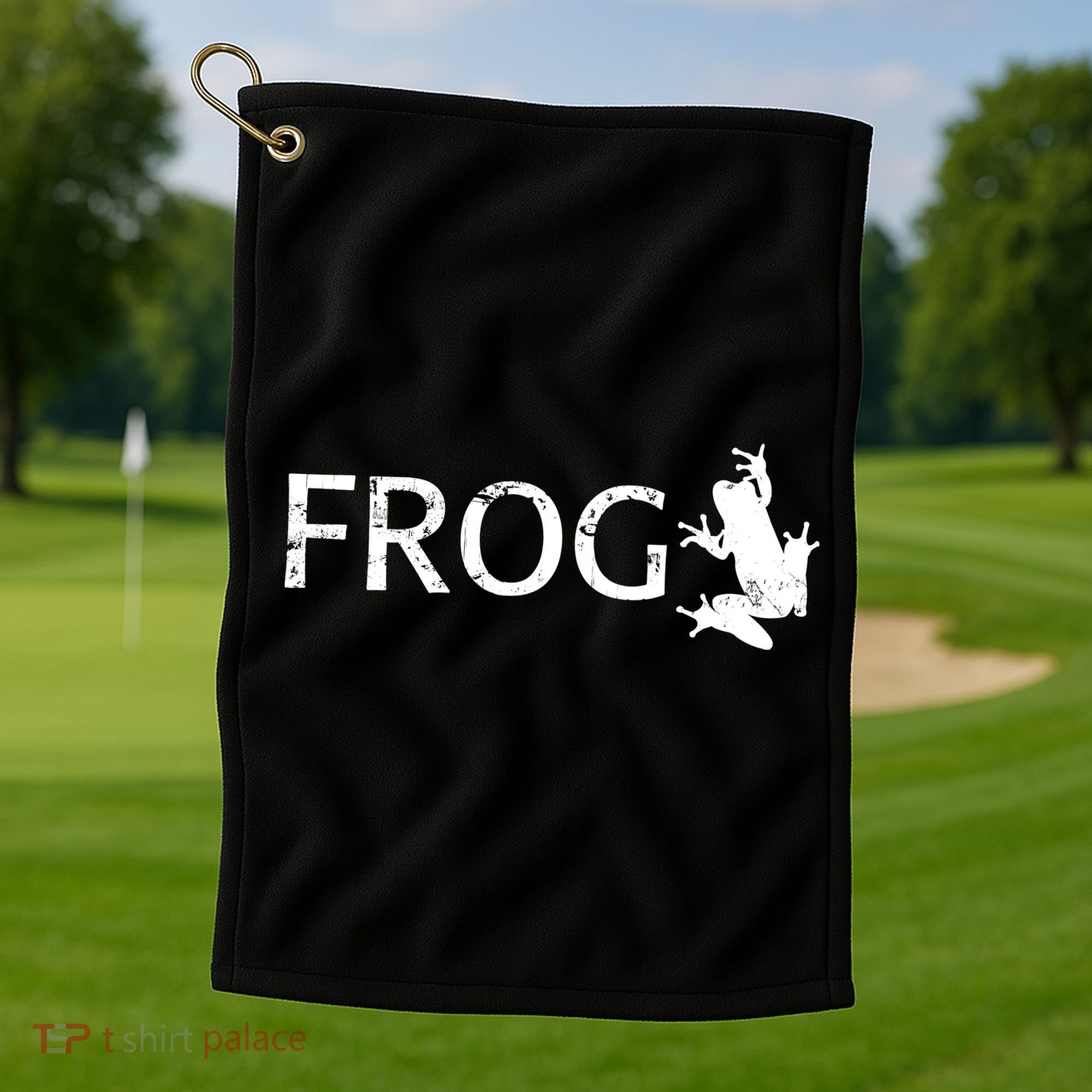 Cute Frog Logo Golf Towel