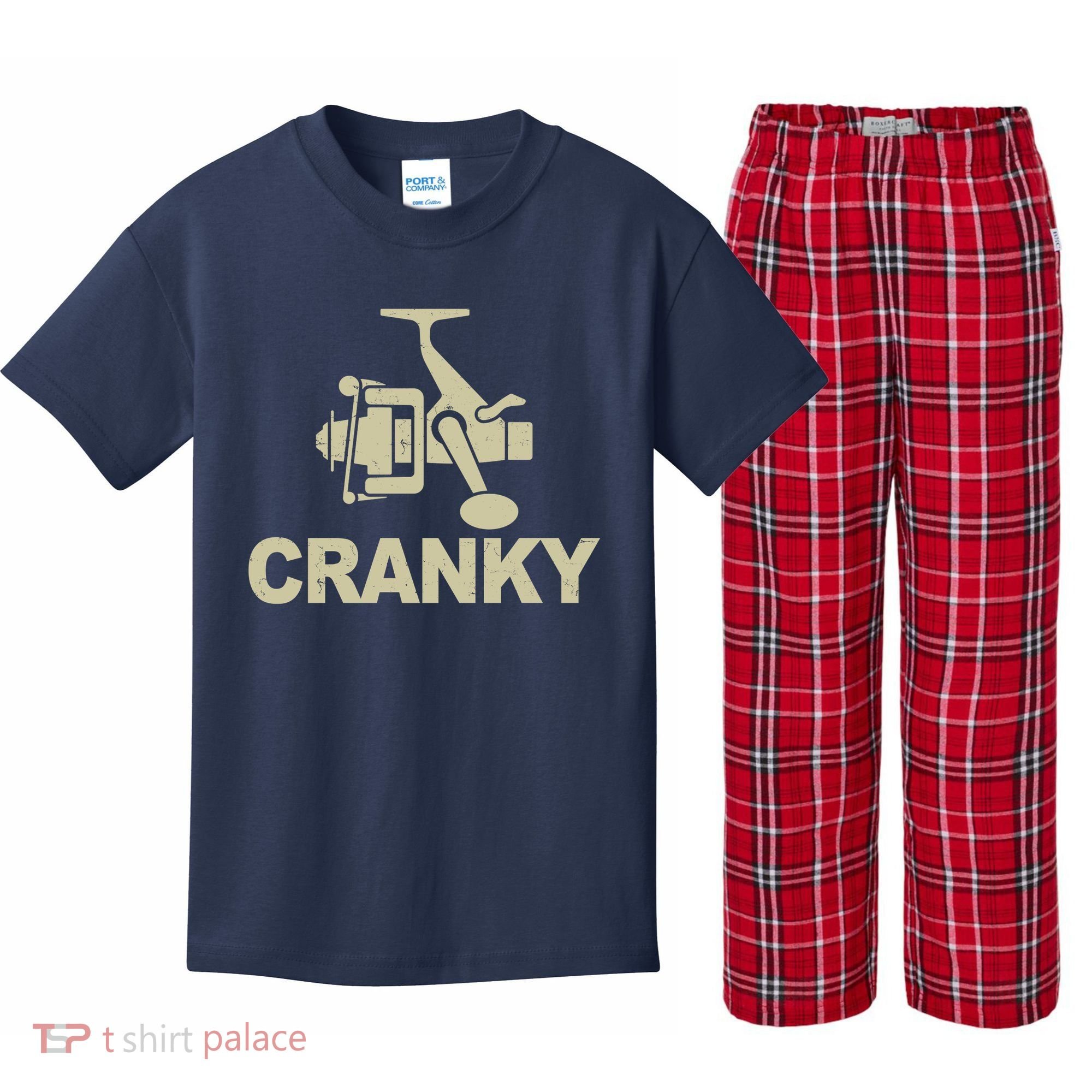 Crankbait Fishing Lure Cranky Funny Fishing Gift Kids Plaid Pajama Set