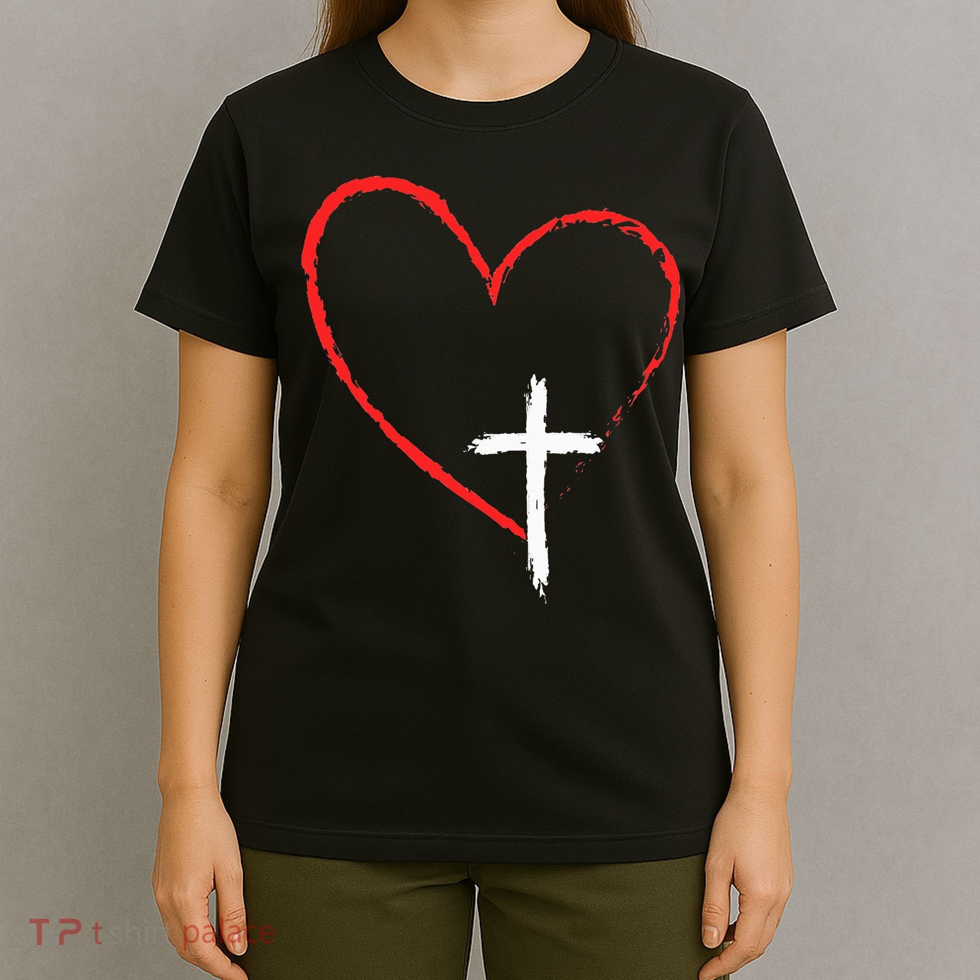 Christian Faith Love Heart Jesus God Cross T-Shirt