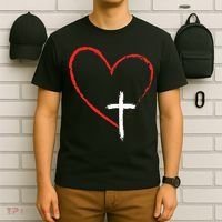 Christian Faith Love Heart Jesus God Cross T-Shirt thumb 6