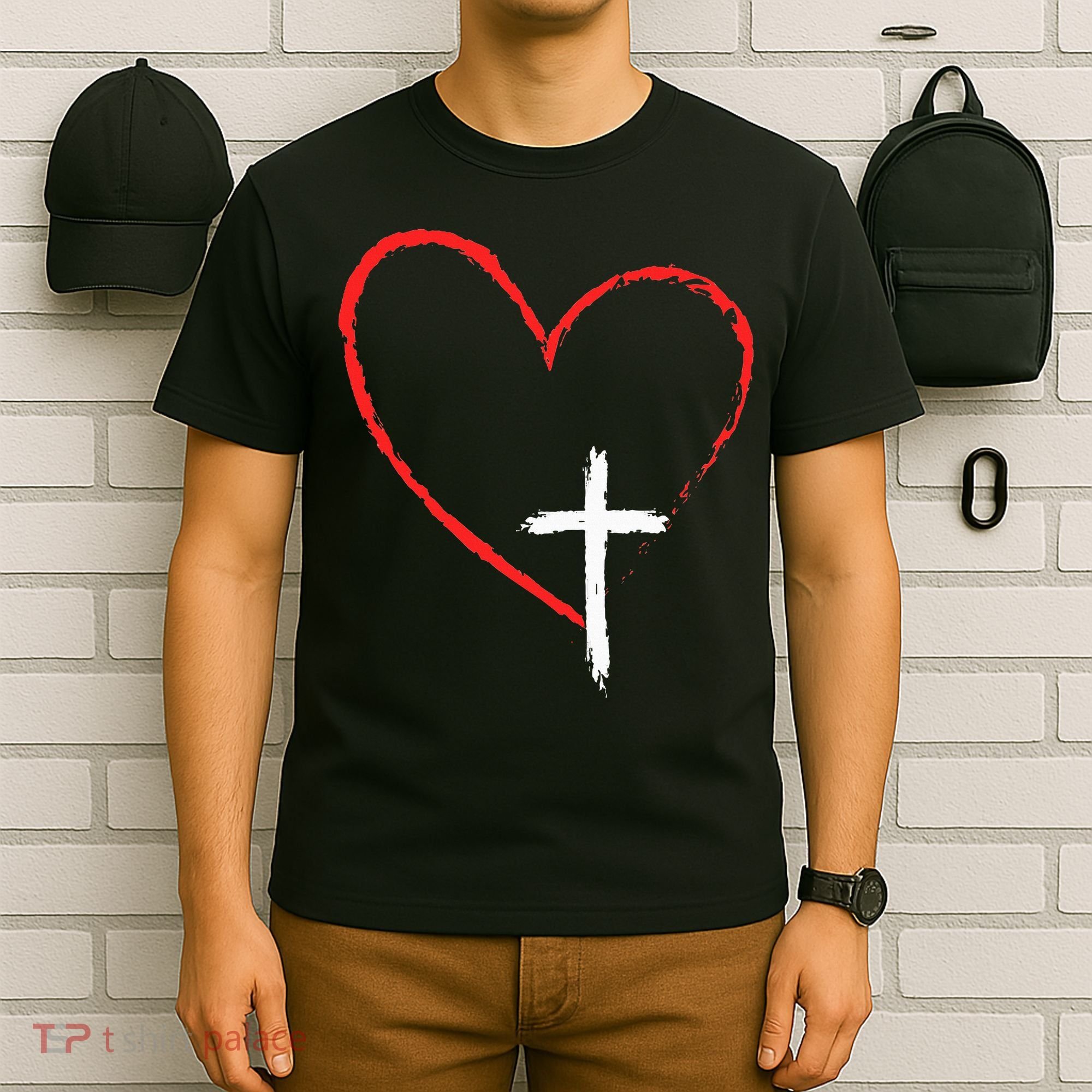 Christian Faith Love Heart Jesus God Cross T-Shirt