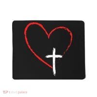 Christian Faith Love Heart Jesus God Cross Mousepad thumb 0