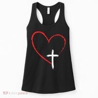 Christian Faith Love Heart Jesus God Cross Women's Tank Top thumb 0
