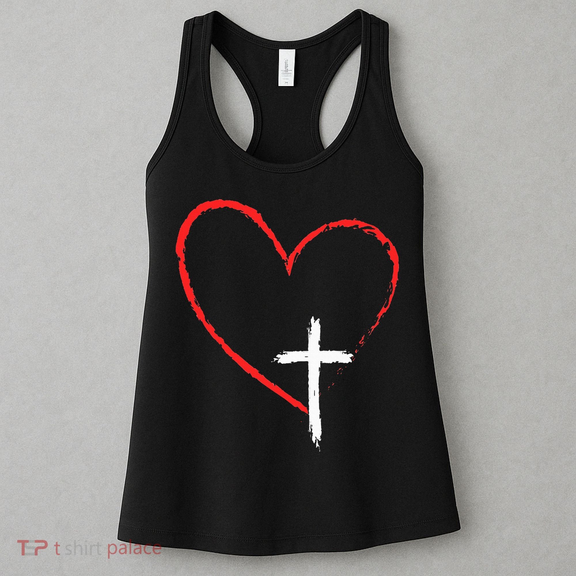 Christian Faith Love Heart Jesus God Cross Women's Tank Top