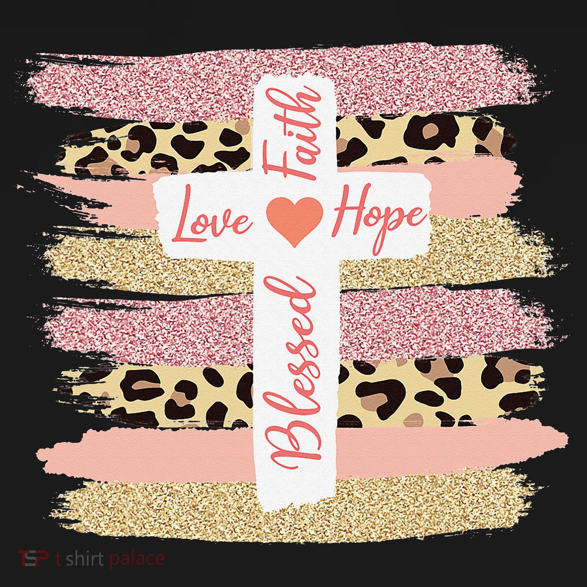 Christian Faith Love Hope Blessed Cross Cheetah Ombre Long Sleeve Shirt