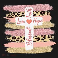 Christian Faith Love Hope Blessed Cross Cheetah Ombre Kids Sweatshirt thumb 2