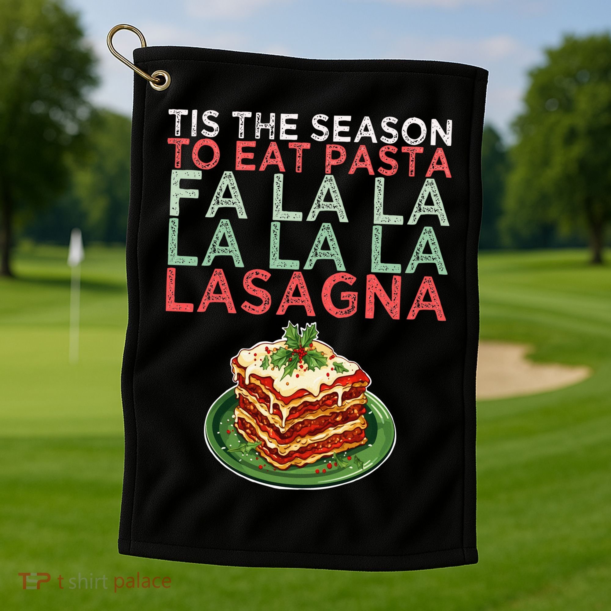 Christmas Fa la Lasagna Pasta Holidays Golf Towel