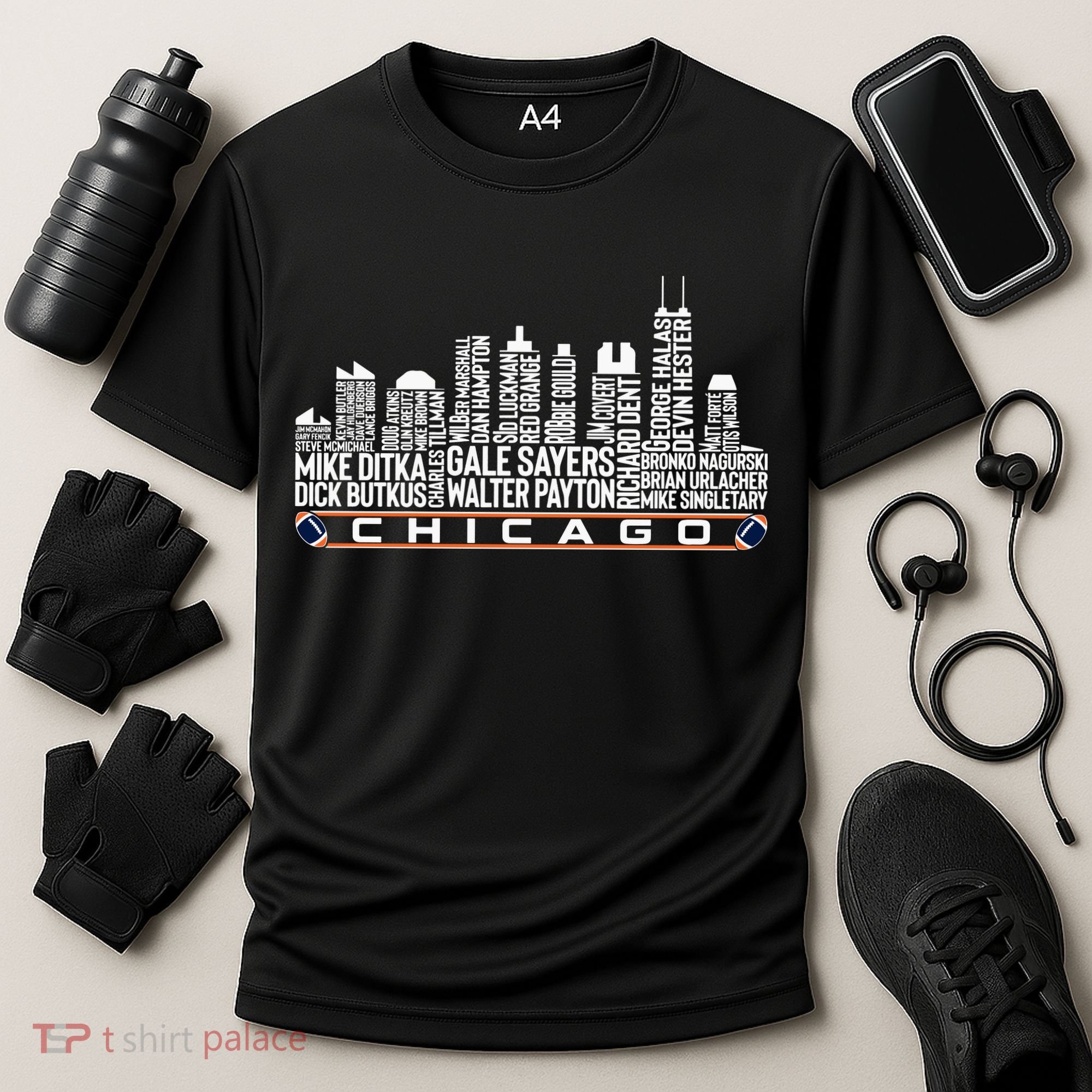Chicago Football Legend Chicago Skyline Cooling Performance Crew T-Shirt