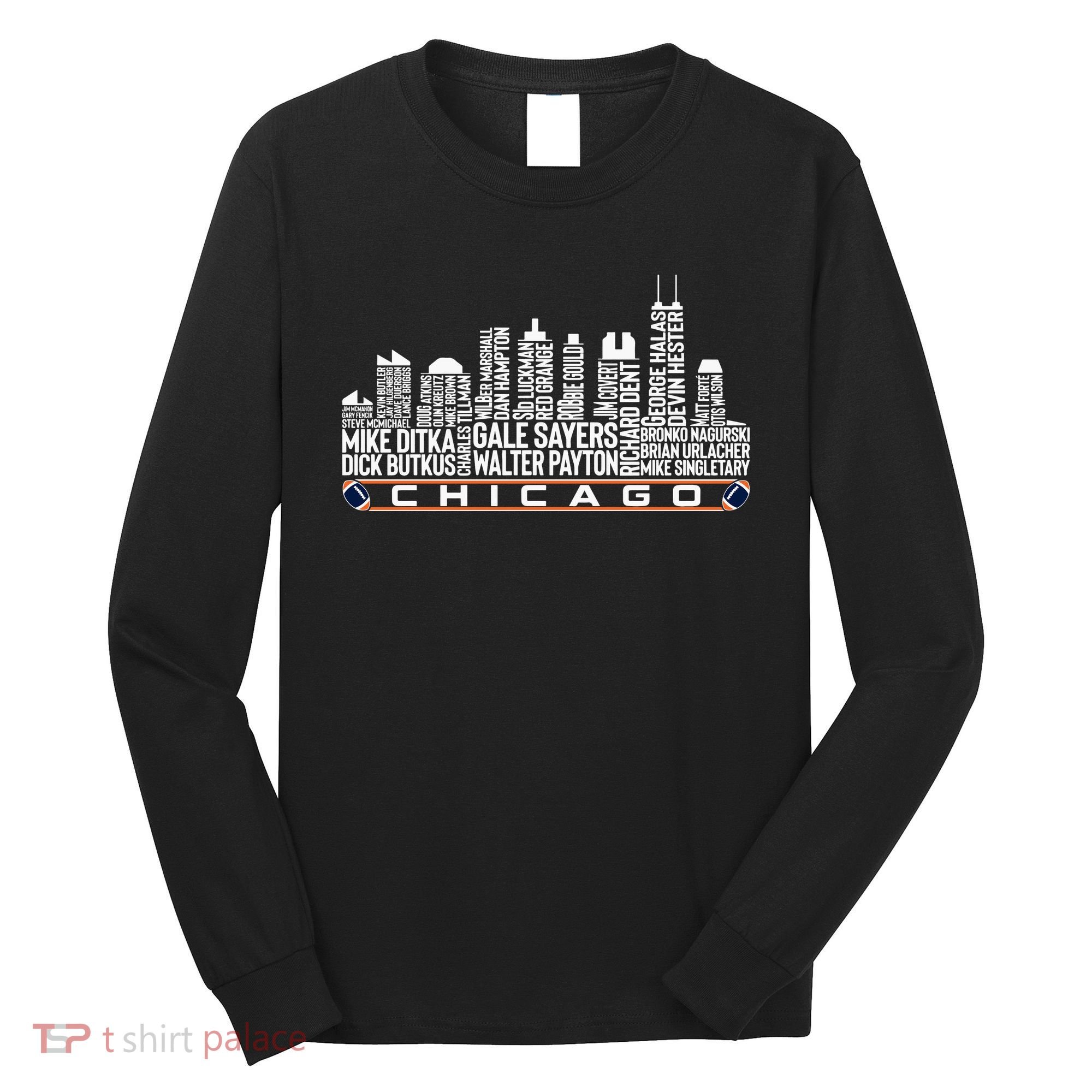 Chicago Football Legend Chicago Skyline Long Sleeve Shirt