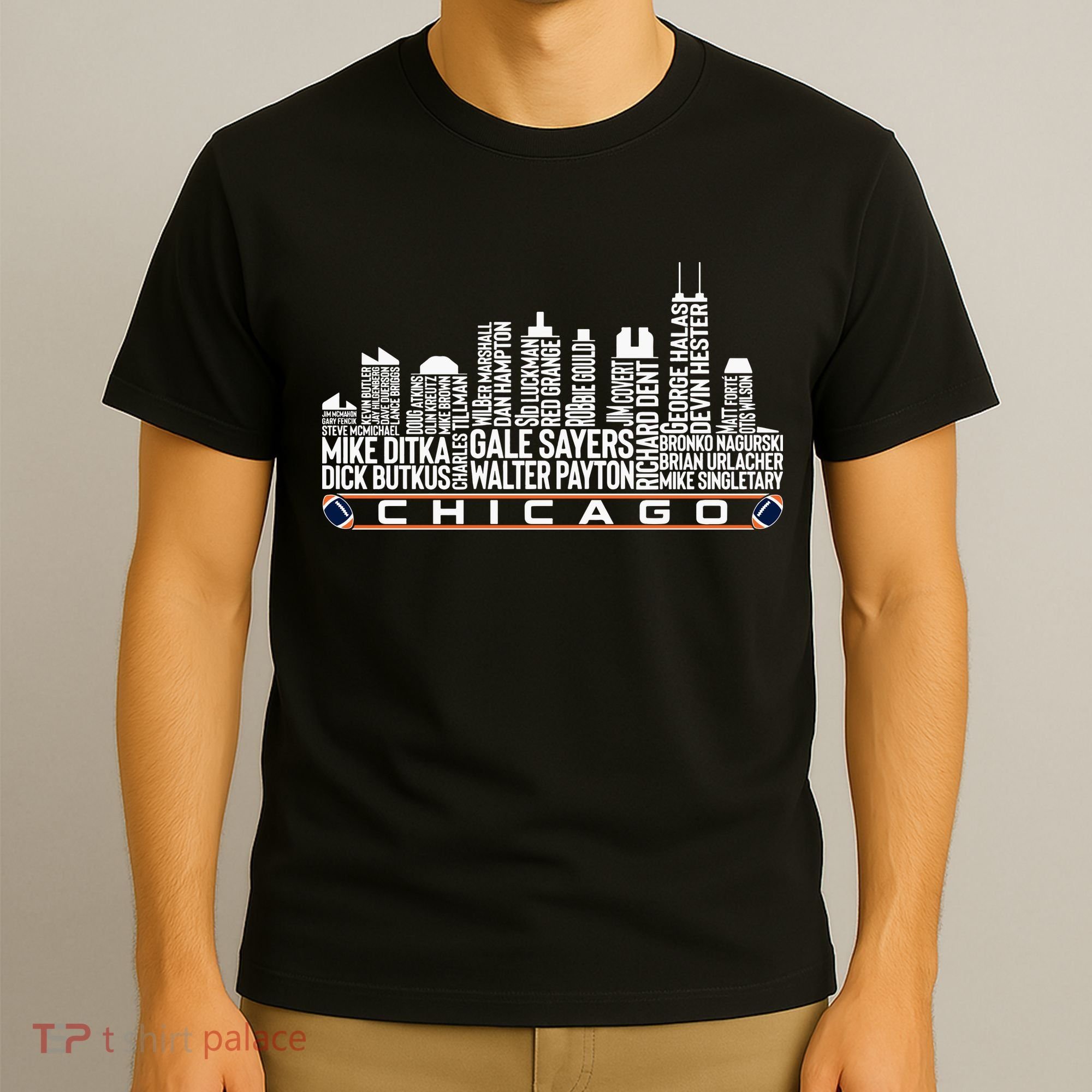 Chicago Football Legend Chicago Skyline T-Shirt