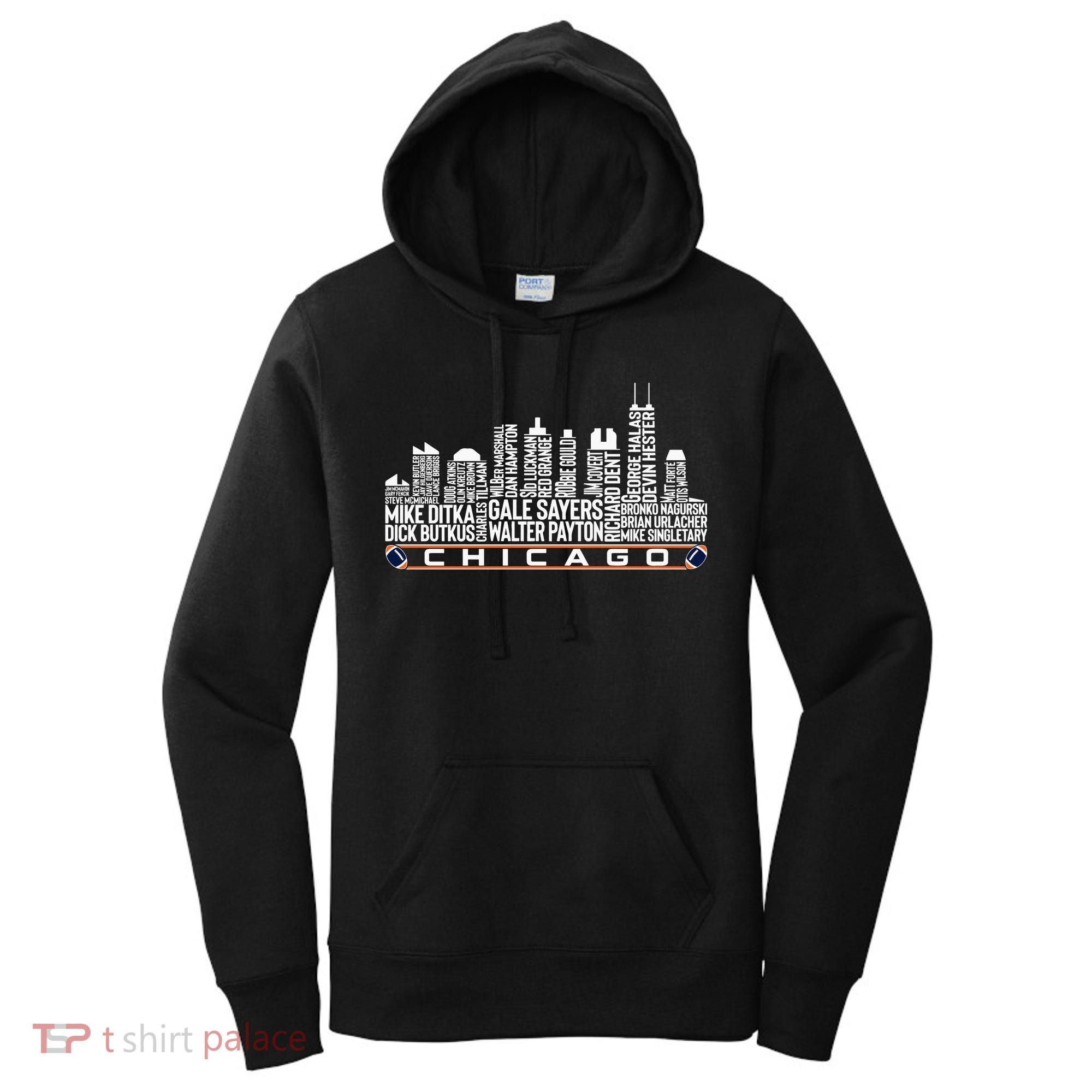 Chicago Football Legend Chicago Skyline Women's Hoodie
