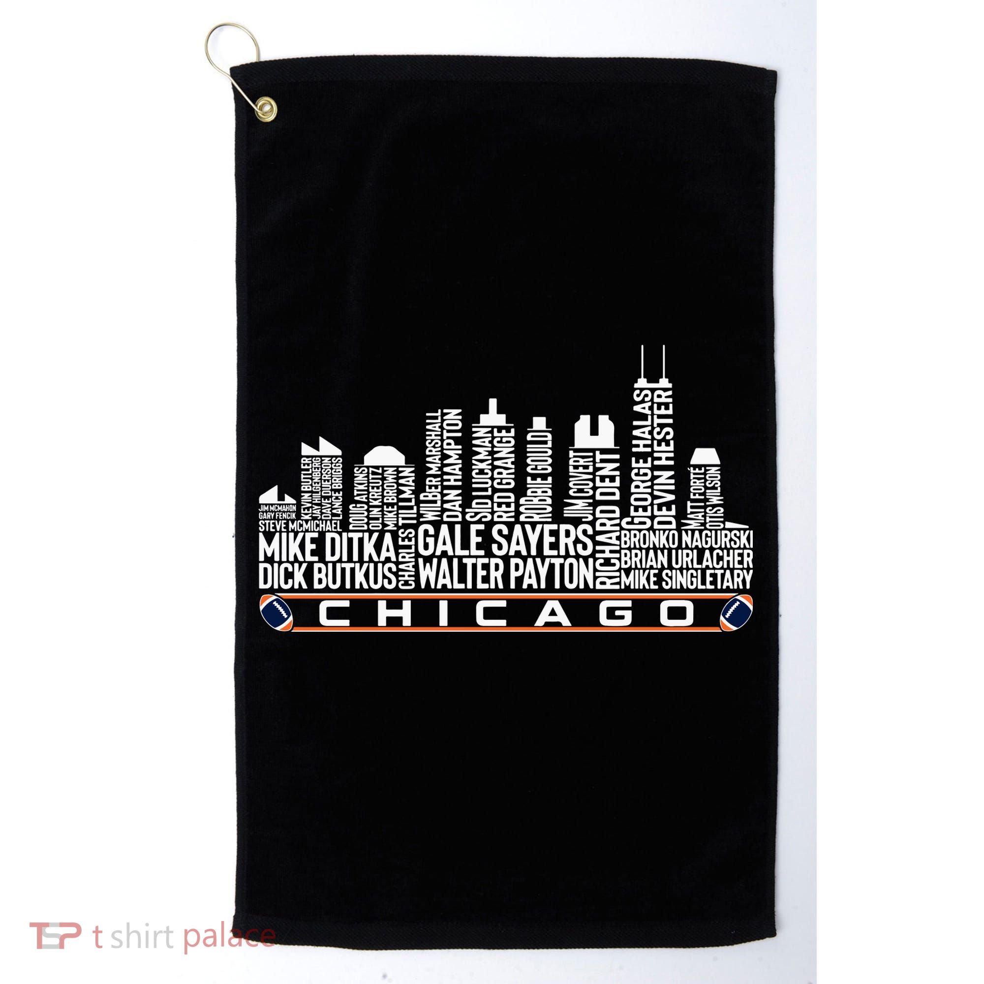 Chicago Football Legend Chicago Skyline Golf Towel