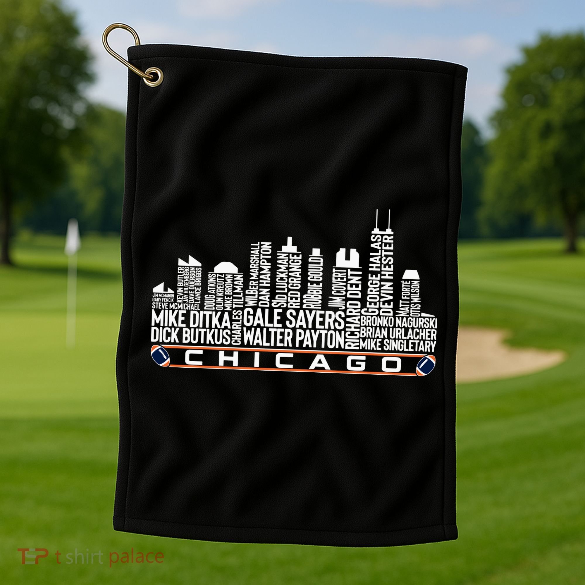 Chicago Football Legend Chicago Skyline Golf Towel