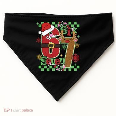 Christmas Funny Meme Six Seven 67 USA-Made Doggie Bandana