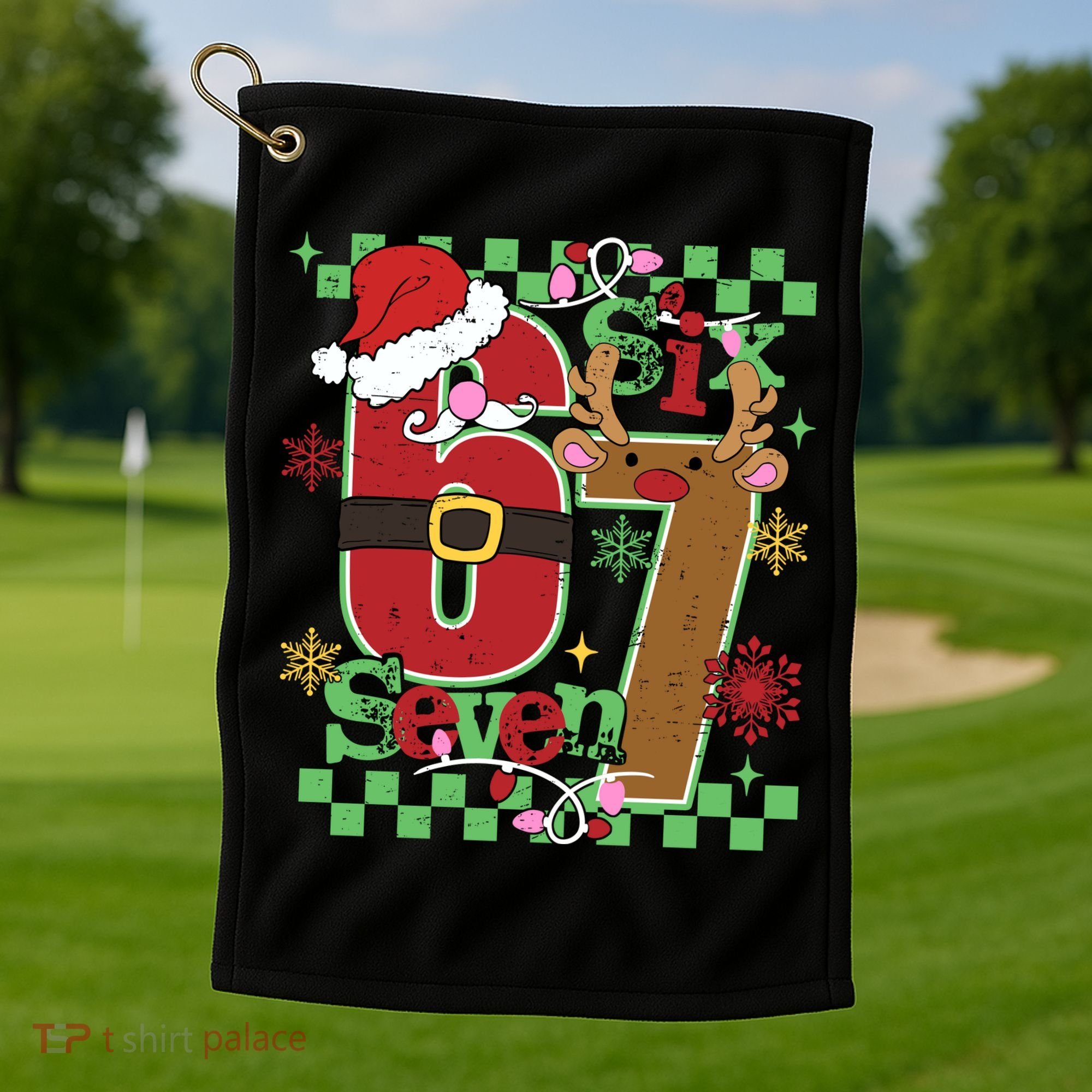 Christmas Funny Meme Six Seven 67 Golf Towel
