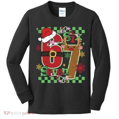 Christmas Funny Meme Six Seven 67 Kids Long Sleeve Shirt