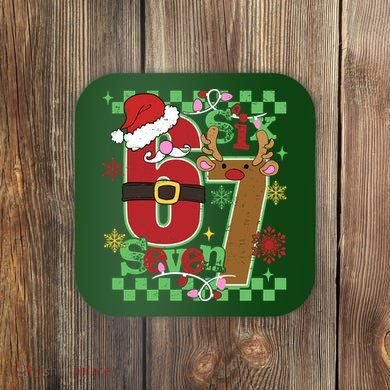Christmas Funny Meme Six Seven 67 Coaster