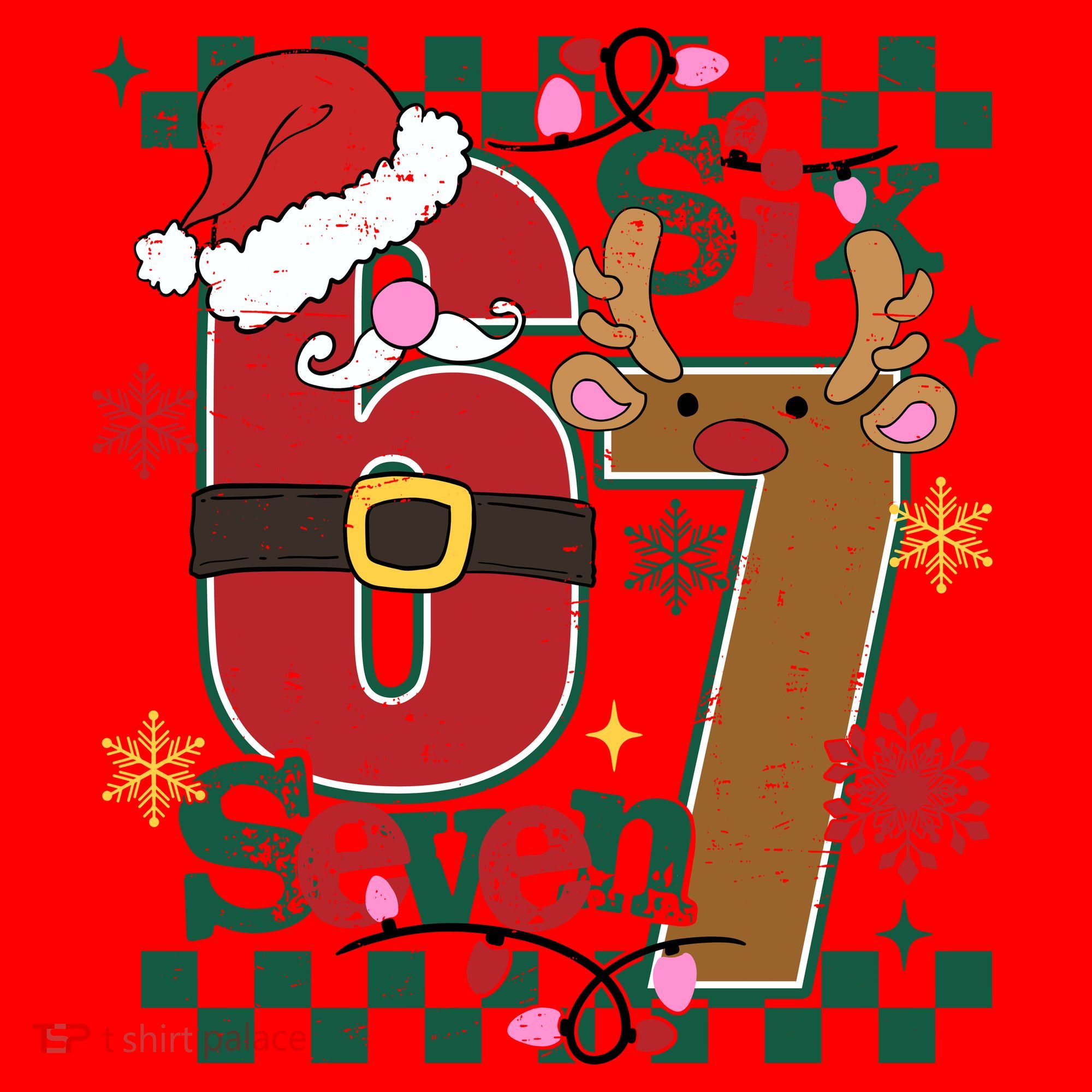 Christmas Funny Meme Six Seven 67 Santa Hat