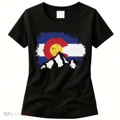 Colorado Flag Mountain Ski Winter Gift Hiker Hiking Camping Women's T-Shirt