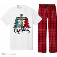 Christian Funny Merry Christmas Tree Jesus Cross Cheetah Pajama Set thumb 0