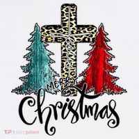 Christian Funny Merry Christmas Tree Jesus Cross Cheetah Polo thumb 3