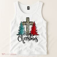 Christian Funny Merry Christmas Tree Jesus Cross Cheetah Tank Top thumb 2