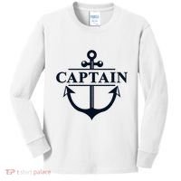 Captain & First Mate Matching Set Pontoon Boat Sailing Kids Long Sleeve Shirt thumb 0