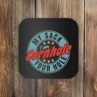 Cornhole Funny My Sack Your Hole Coaster thumb 0