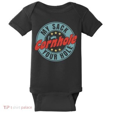 Cornhole Funny My Sack Your Hole Baby Bodysuit