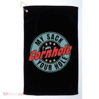 Cornhole Funny My Sack Your Hole Golf Towel thumb 0