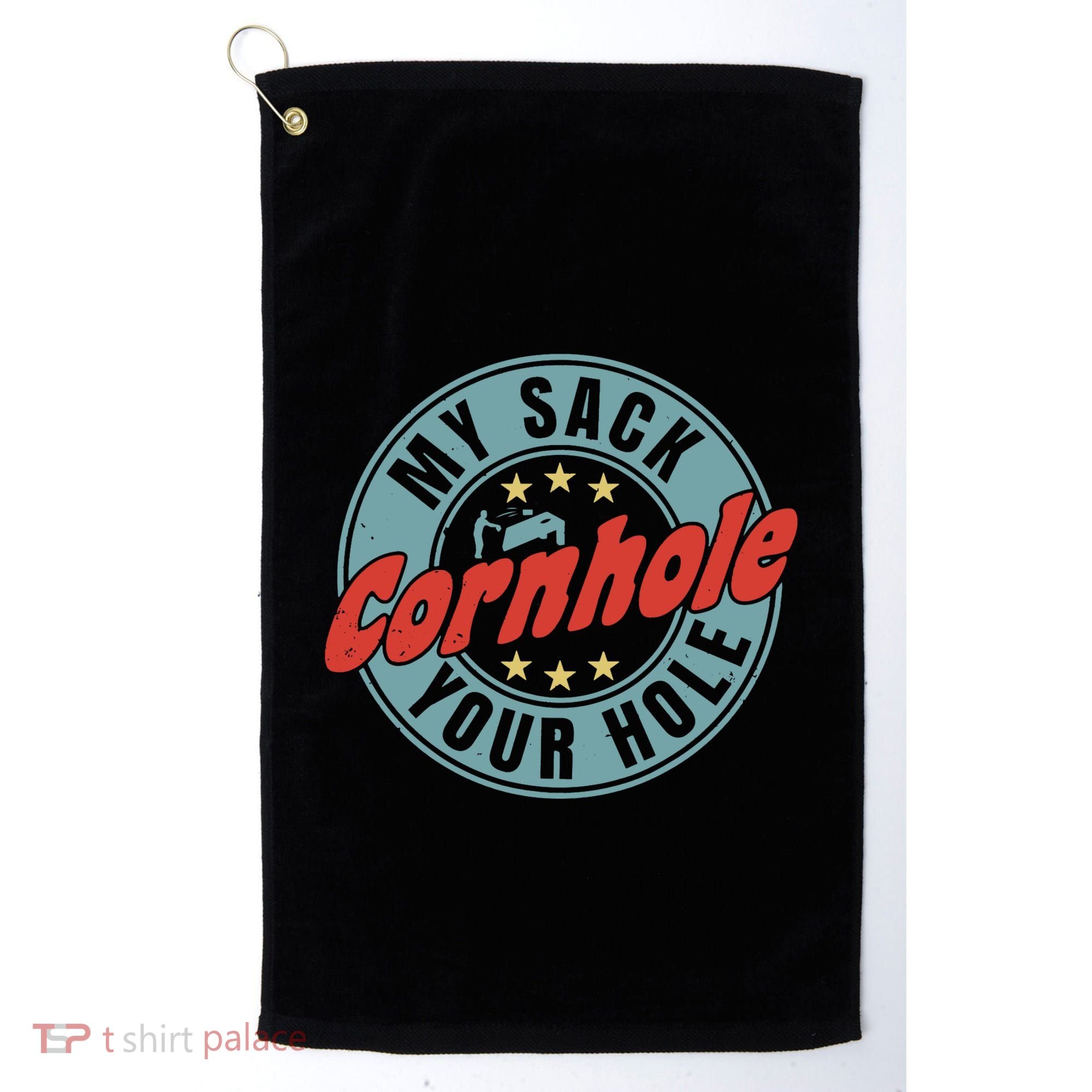 Cornhole Funny My Sack Your Hole Golf Towel