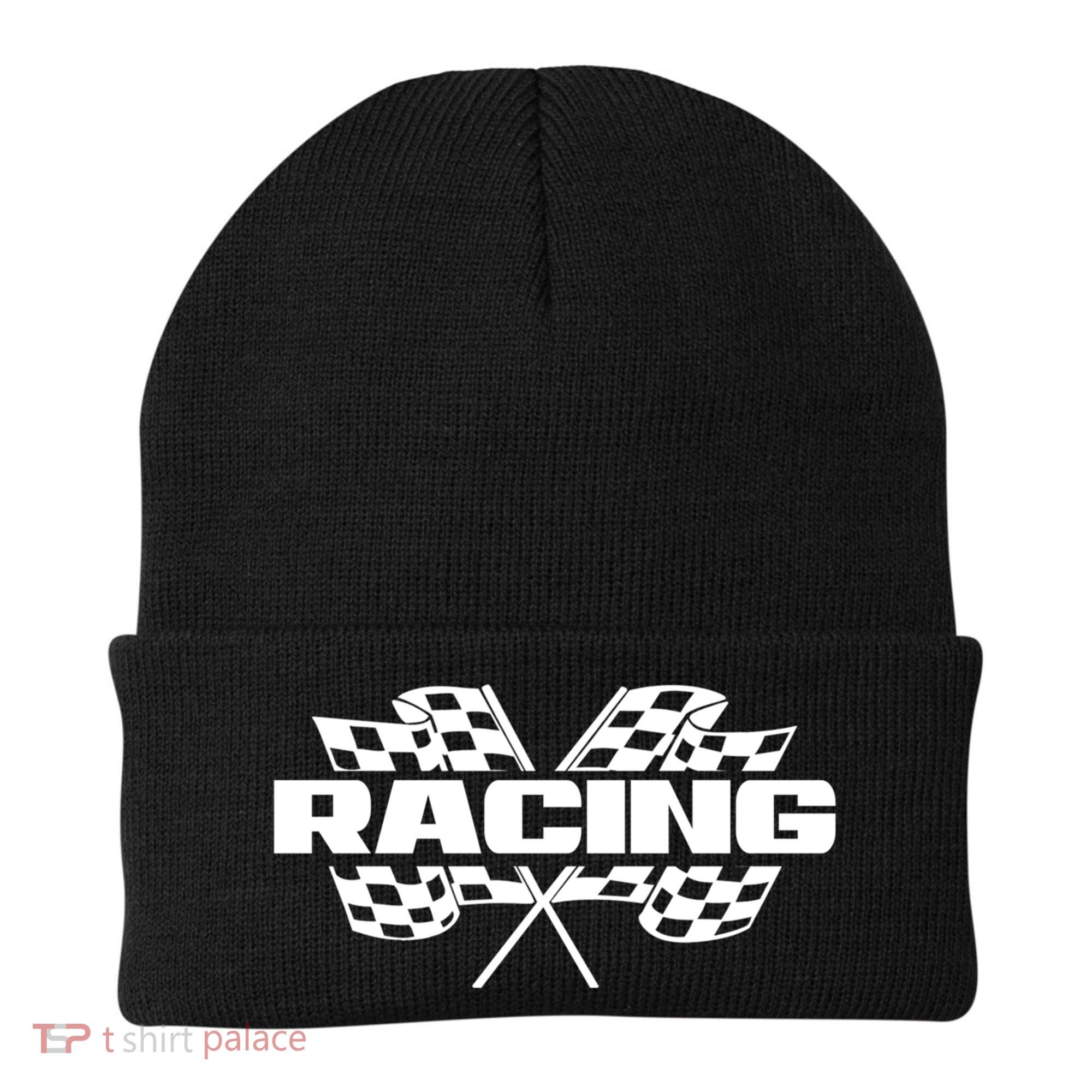 Checker Flag Motorsports Auto Car Racing Flag Funny Gift Beanie