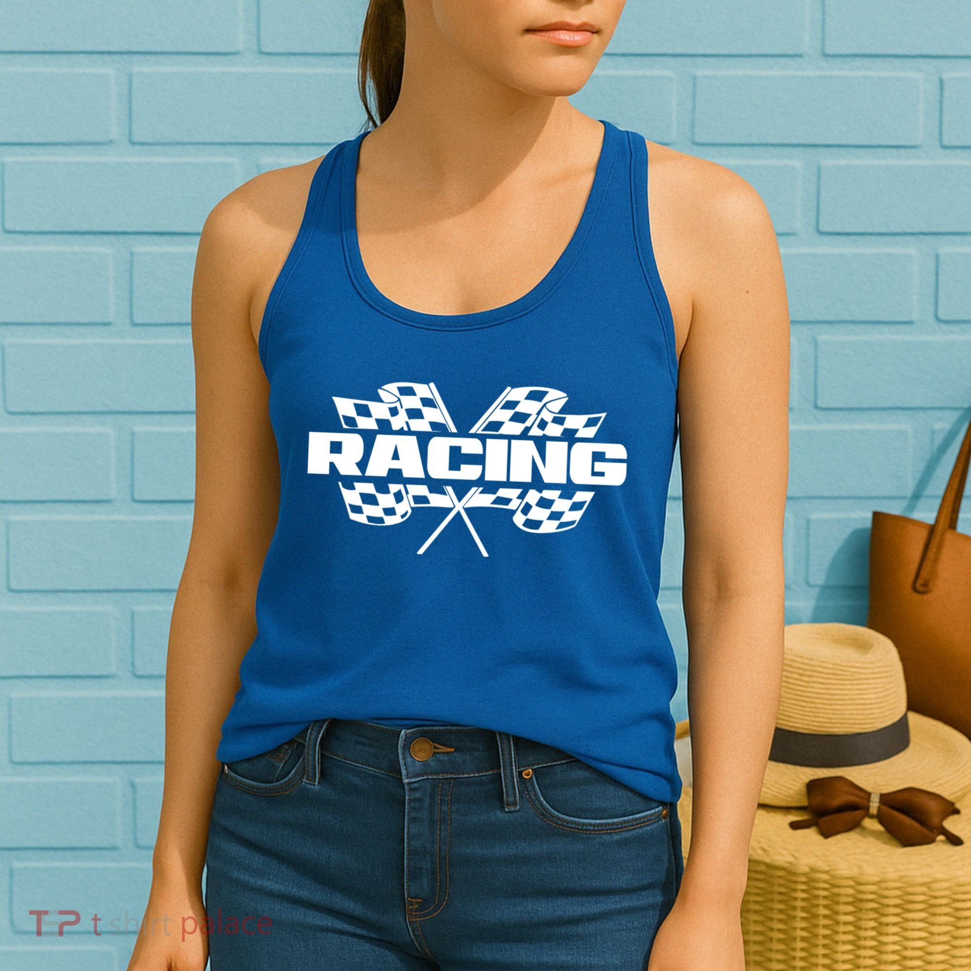 Checker Flag Motorsports Auto Car Racing Flag Funny Gift Women's Tank Top