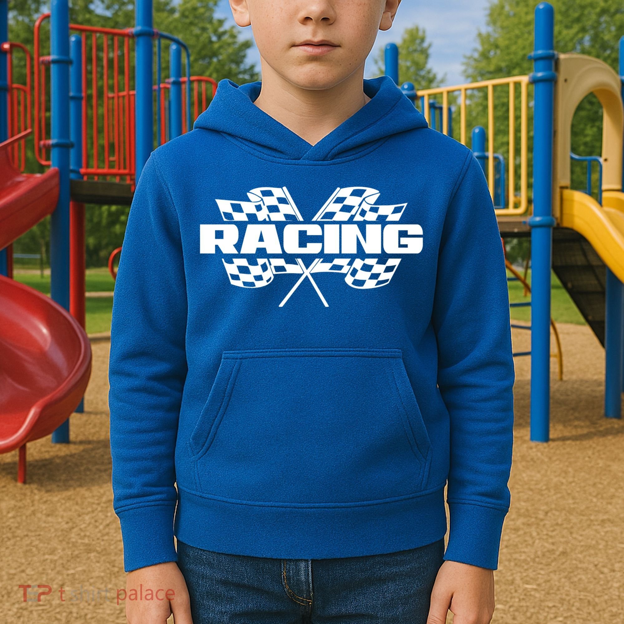 Checker Flag Motorsports Auto Car Racing Flag Funny Gift Kids Hoodie