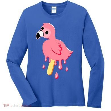 Cute Flamingo Merch Mrflimflam Bird Popsicle Ice Cream Day Gift Women's Long Sleeve Shirt
