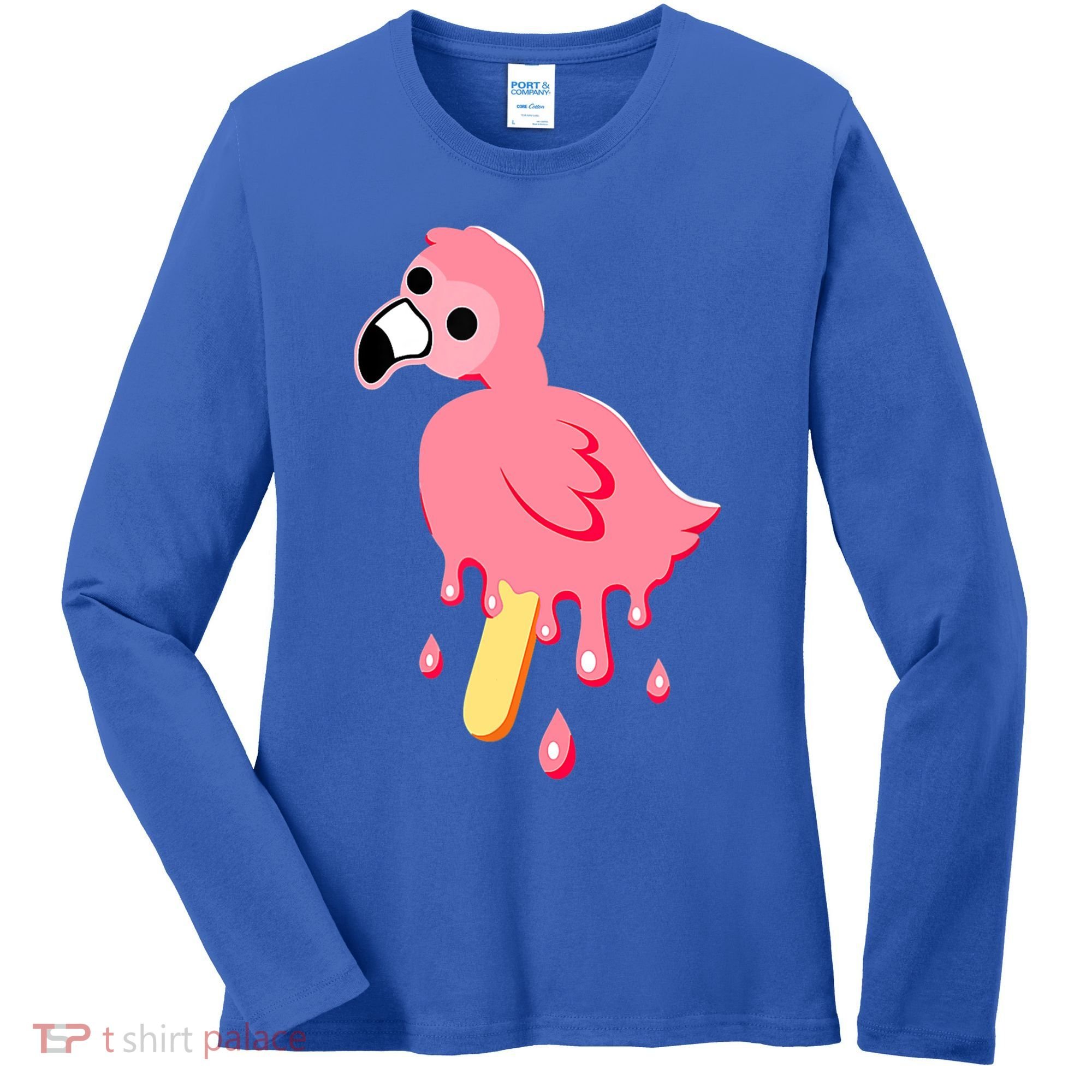 Cute Flamingo Merch Mrflimflam Bird Popsicle Ice Cream Day Gift Women's Long Sleeve Shirt