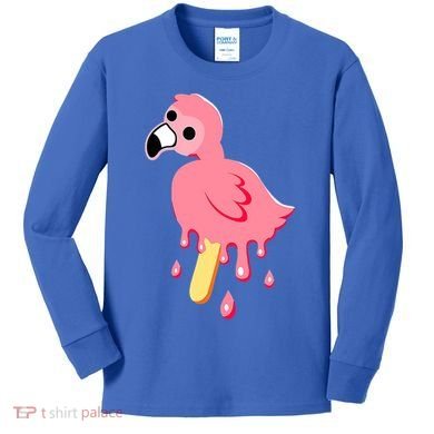 Cute Flamingo Merch Mrflimflam Bird Popsicle Ice Cream Day Gift Kids Long Sleeve Shirt