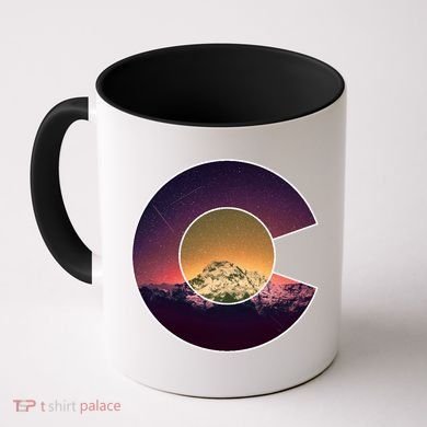 Colorado Flag Mountain Sky And Stars Graphic Design Gift Coffee Mug