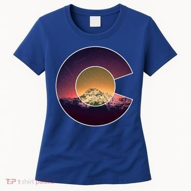 Colorado Flag Mountain Sky And Stars Graphic Design Gift Women's T-Shirt