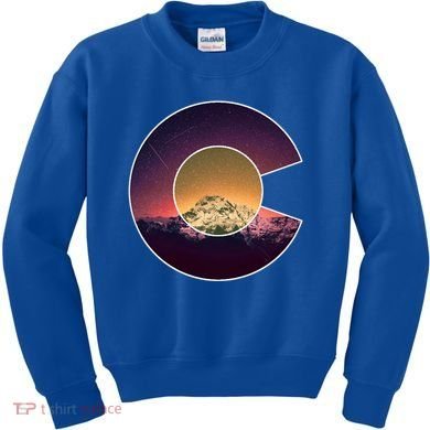 Colorado Flag Mountain Sky And Stars Graphic Design Gift Kids Sweatshirt