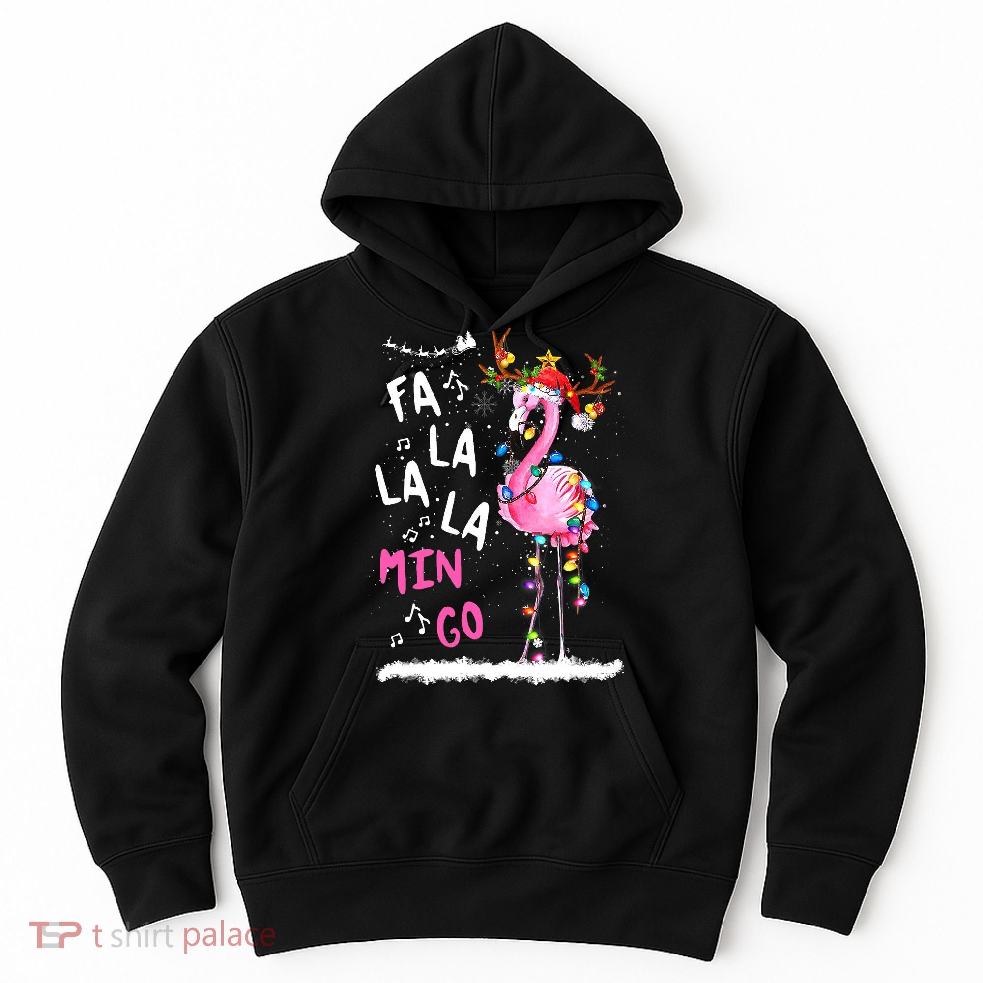Christmas Fa-La-La Mingo Flamingo With Christmas Lights Hoodie