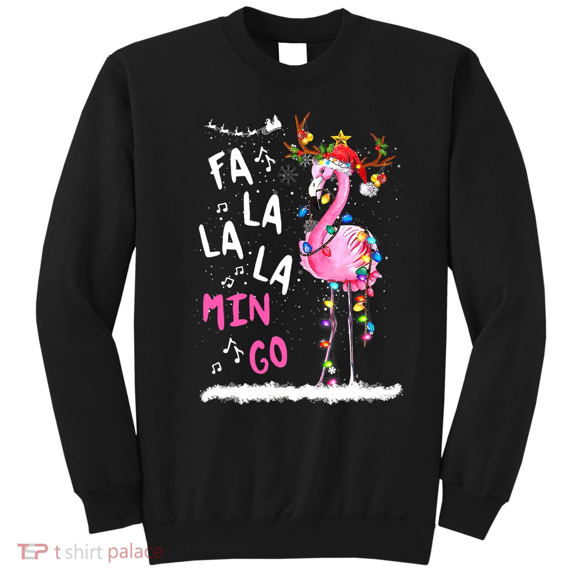 Christmas Fa-La-La Mingo Flamingo With Christmas Lights Sweatshirt