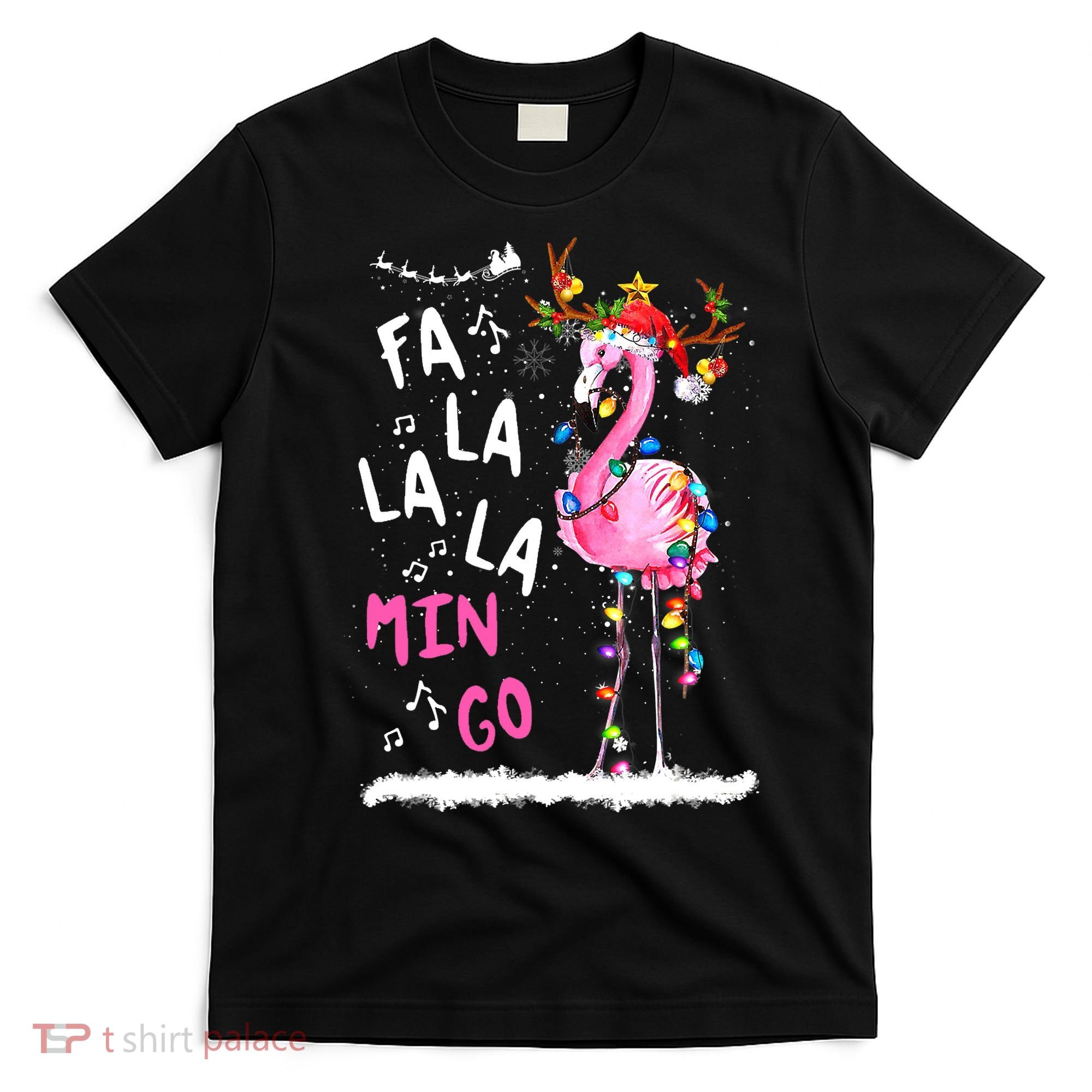 Christmas Fa-La-La Mingo Flamingo With Christmas Lights T-Shirt