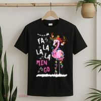 Christmas Fa-La-La Mingo Flamingo With Christmas Lights T-Shirt thumb 2